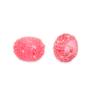 Resin beads rondelle 12mm Coral Pink