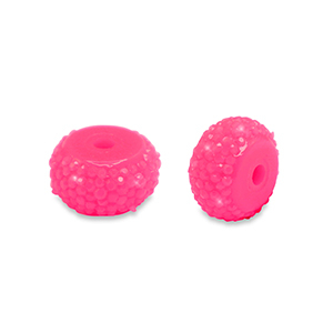 Resin beads rondelle 6mm Neon Pink
