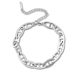 Stainless steel bracelets chain link oval Silver