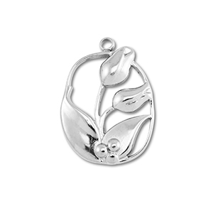 Stainless steel charms tulips Silver