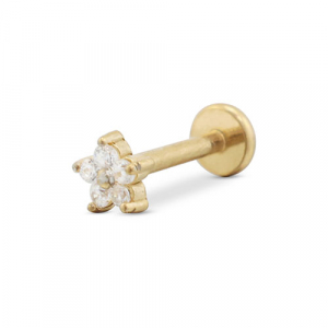 Stainless steel ear piercing flower Gold