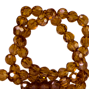 Round top faceted beads 4mm Russet Brown-Pearl Shine Coating