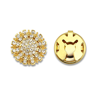 Eco-brass&reg; metal button covers zirconia sun Gold-Crystal