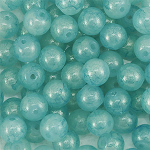 6 mm glass beads with glitters Turquoise Blue-Gold