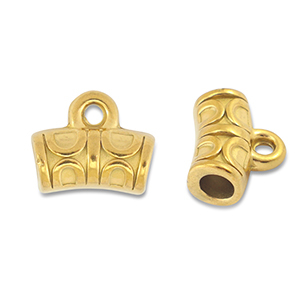 Stainless steel beads tube with loop Gold