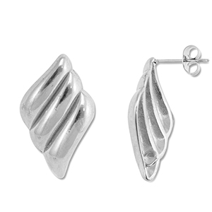 Stainless steel findings earrings / earpin wing with loop Silver