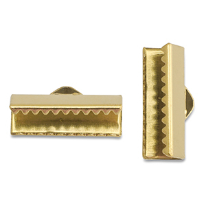 Stainless steel findings ribbon ends 16mm Gold