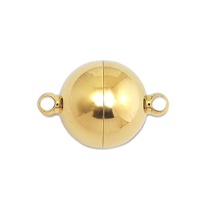 Stainless steel findings magnetic clasp ball 14mm Gold