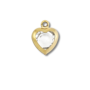 Stainless steel charms heart Gold-Transparent