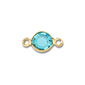 Stainless steel findings connector round Gold-Aquamarine Blue
