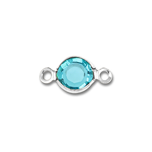Stainless steel findings connector round Silver-Aquamarine Blue
