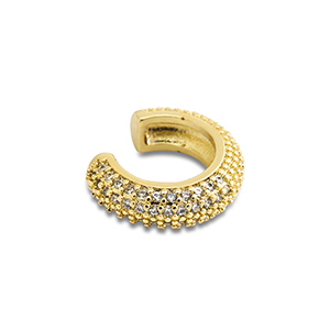 Stainless steel earrings ear cuff with zirconia Gold-Crystal