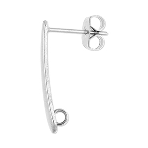 Stainless steel findings earrings / earpin oblong with loop Silver