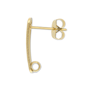 Stainless steel findings earrings / earpin oblong with loop Gold