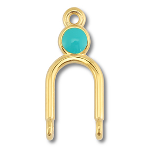 DQ European metal charms connector Gold (Nickelfree)-Turquoise Blue