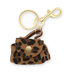 Keychain handbag with leopard print Brown-Black-Gold