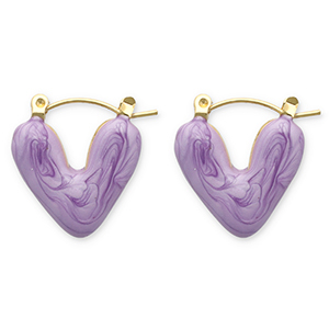 Stainless steel earrings creole heart Gold-Purple