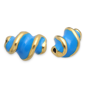 Stainless steel beads twisted Gold-Blue