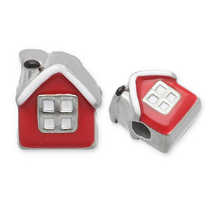 Stainless steel beads house Silver-Red-White