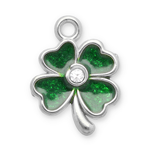 Stainless steel charms clover Silver-Dark Green