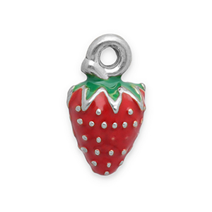 Stainless steel charms strawberry Silver-Red-Green