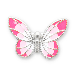 Stainless steel beads butterfly Silver-Pink-White