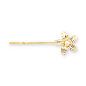 Hair accessories bobby pin flower with imitation pearl Gold-White