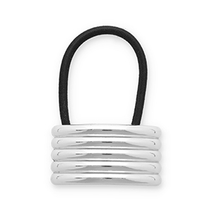 Hair accessories hair tie with metal Silver-Black