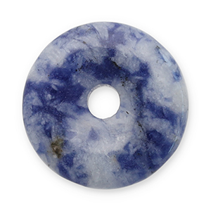 Natural stone charms Sodalite and Microcline donut 16mm Blue-White