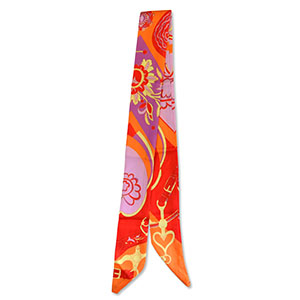 Bandana scarf with flower Orange-Lilac-Red