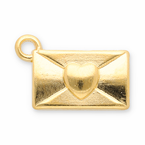 DQ European metal charms envelope with heart Gold (Nickelfree)