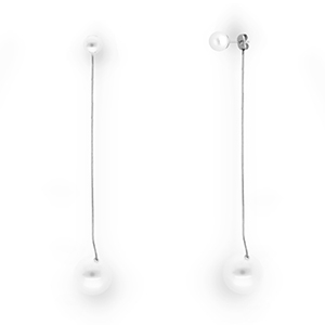 Stainless steel earrings / earpins with imitation pearls Silver