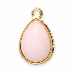 Stainless steel charms natural stone drop Gold-Pink