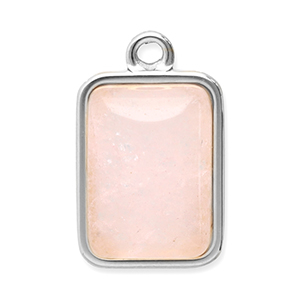 Stainless steel charms natural stone rectangle Silver-Pink