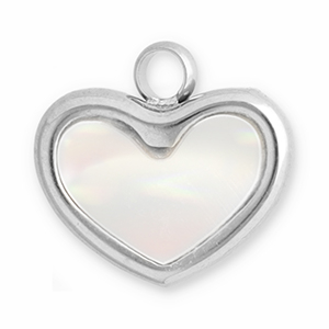 Stainless steel charms shell heart Silver-White
