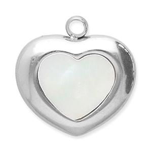 Stainless steel charms shell heart Silver-White