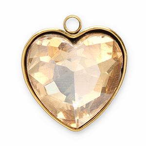 Stainless steel charms facet heart Gold-Champagne