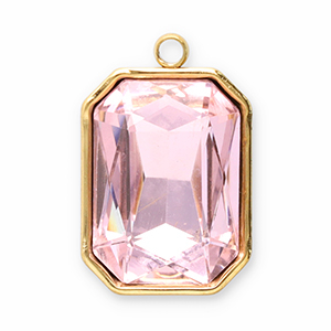 Stainless steel charms facet rectangle Gold-Pink
