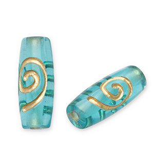 Acrylic beads tube Teal Blue-Gold
