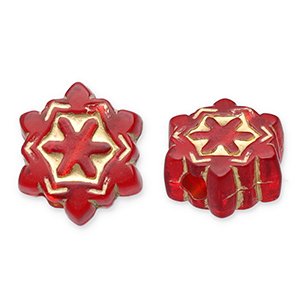 Acrylic beads snowflake Red-Gold