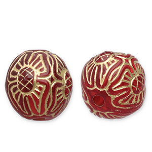 12 mm acrylic beads round Red-Gold