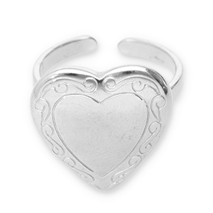 Stainless steel rings heart Silver