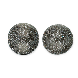 8 mm acrylic beads with glitter Black-Silver