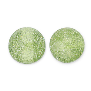 12 mm acrylic beads with glitter Olive Green-Silver