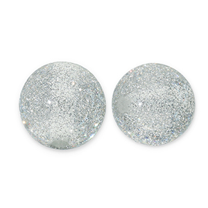 12 mm acrylic beads with glitter Grey-Silver