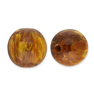 Resin beads with glitter 12mm Topaz Brown-Gold