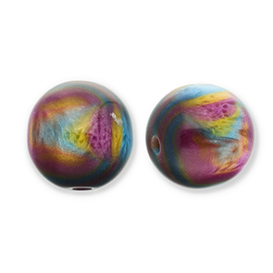 Resin beads with glitter 14mm Purple-Blue-Gold