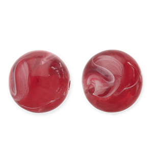 12 mm acrylic beads round Red-White