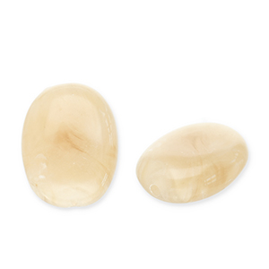 Acrylic beads oval Beige Brown-White