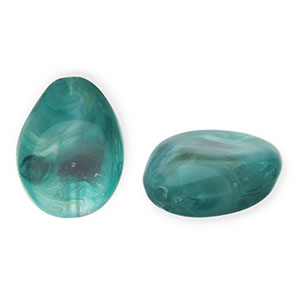 Acrylic beads drop Teal Green-White